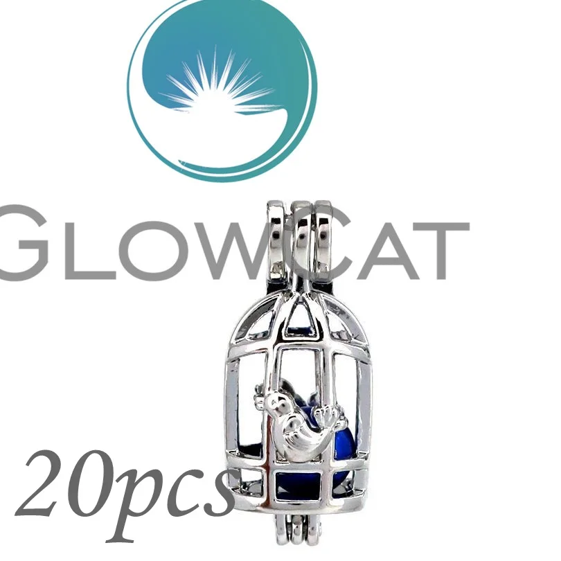 GLOWCAT 20x KK670 Серебряная Милая птичья клетка бусины эфирное масло диффузор аромат