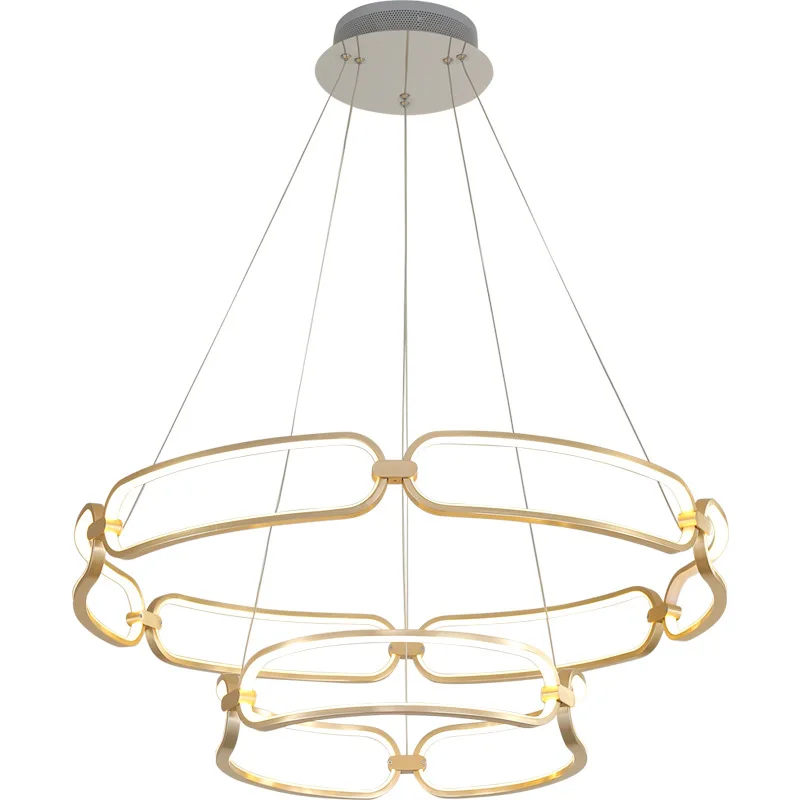 

Modern Gold Pendant Lights for Living Room Foyer Room 1/2 Circle Ring Acrylic Aluminum Body LED Pendant Lamp Fixtures Home Decor