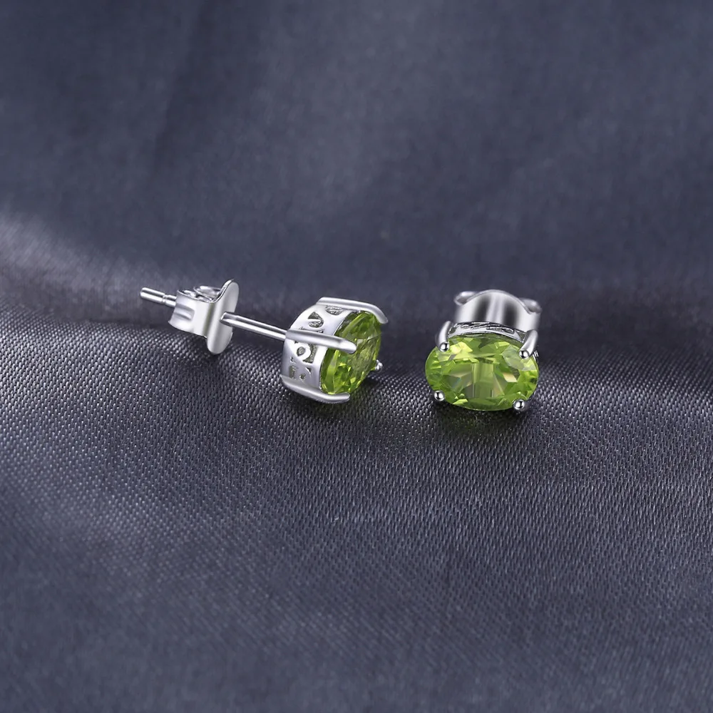 Jewelrypalace Овальный 1.8ct Натуральный Зеленый Перидот Камень Серьги-гвоздики натуральная серебро 925 Изящные ювелирных изделий для Для женщин