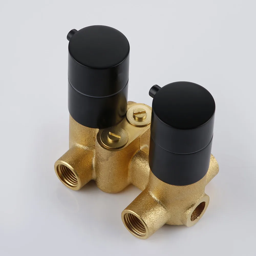 Smesiteli Solid Brass Valve Concealed Thermostat Trim With Two-Way Volume Control Kit Alba Matt Black Thermostatic Rain Shower