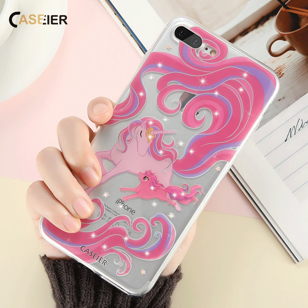 Чехол CASEIER для телефона с милым рисунком iPhone 8 7 6S 6 Plus милые блестящие чехлы со