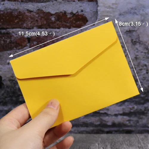 10pcs yellow 10 шт. мини-конверты конфетных цветов, канцелярские принадлежности, подарочные карты, одноцветные конверты, открытки, фото конверты, конверты для офиса, школы - Цвет: 10pcs yellow