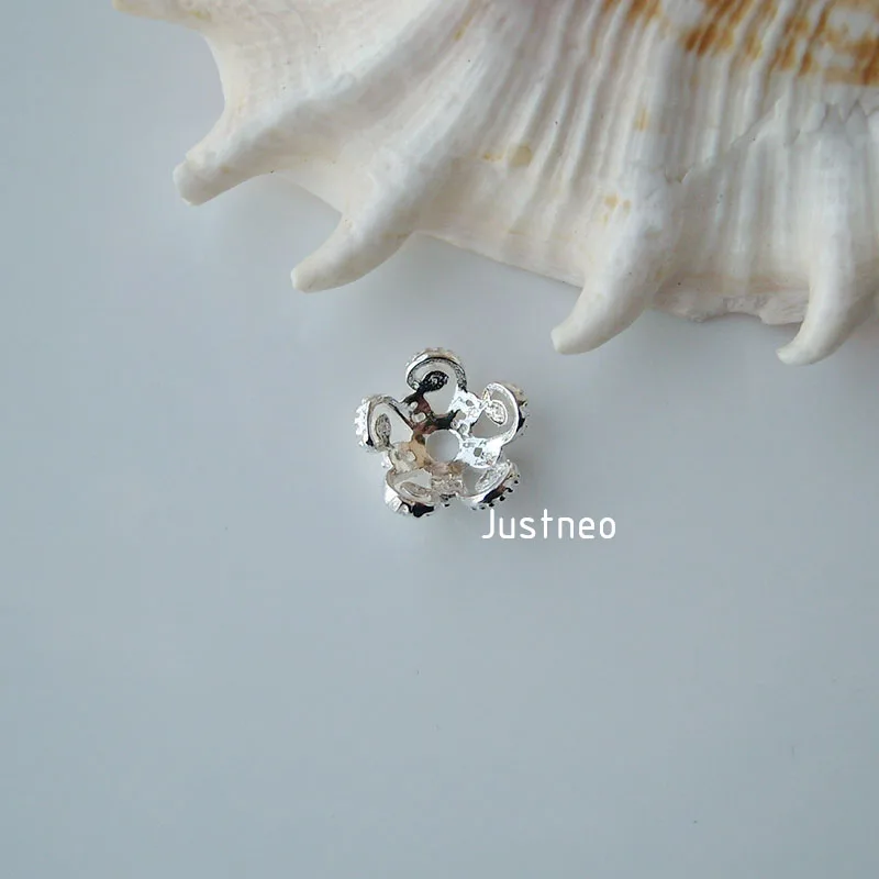 Серебряная крышка из бусин с цветком твердая для самостоятельного изготовления