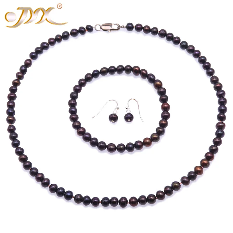 Ожерелье JYX в комплекте цвет кофе искусственное ожерелье браслет-выбор 6-7 мм