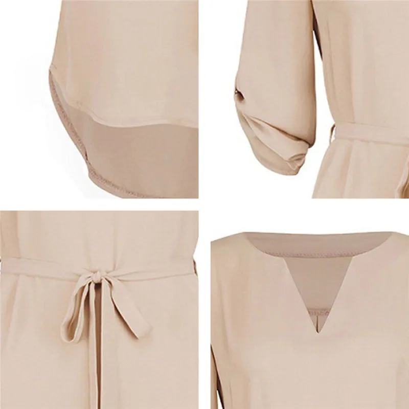 HEFLASHOR Summer v neck loose Chiffon Blouse casual solid beach dress for vacation Tunic Sundress dresses with Belt robe femme | Женская