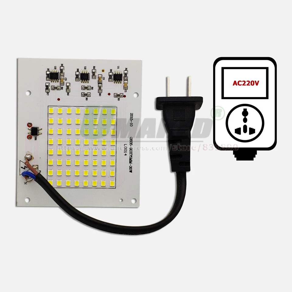 Светодиодный модуль прожектора AC220V PCB 50 Вт 108x78 мм 4500lm светодиодный алюминиевая