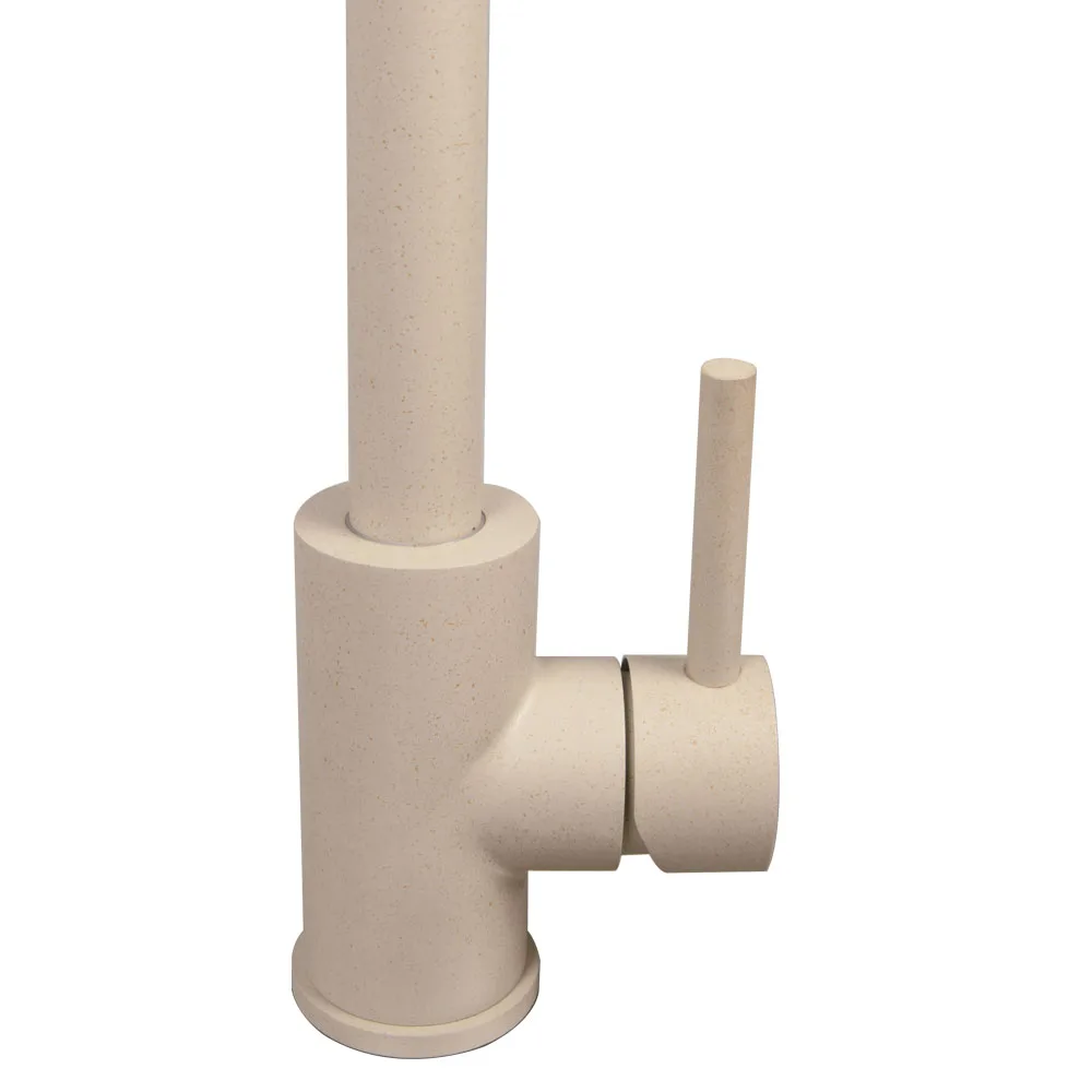 Смеситель кухонный бежевый из нержавеющей стали с поворотом на 360