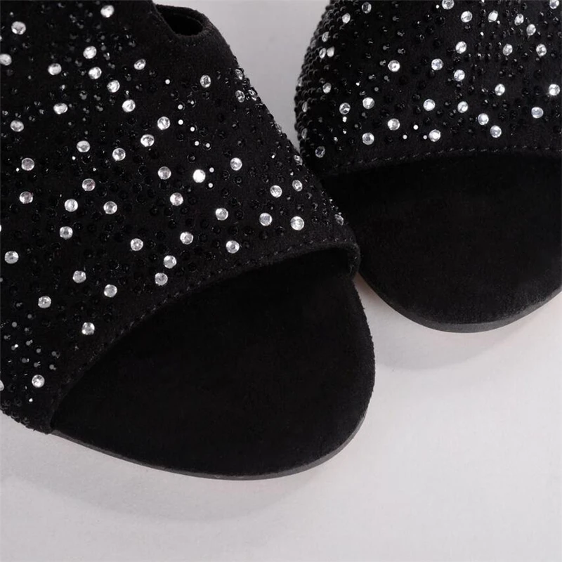 DiJiGirls Summer Fashion High Heel Women Sandals Quality Flock Rhinestone Cool Boots Banquet Shoes Fish Mouth Heels | Обувь