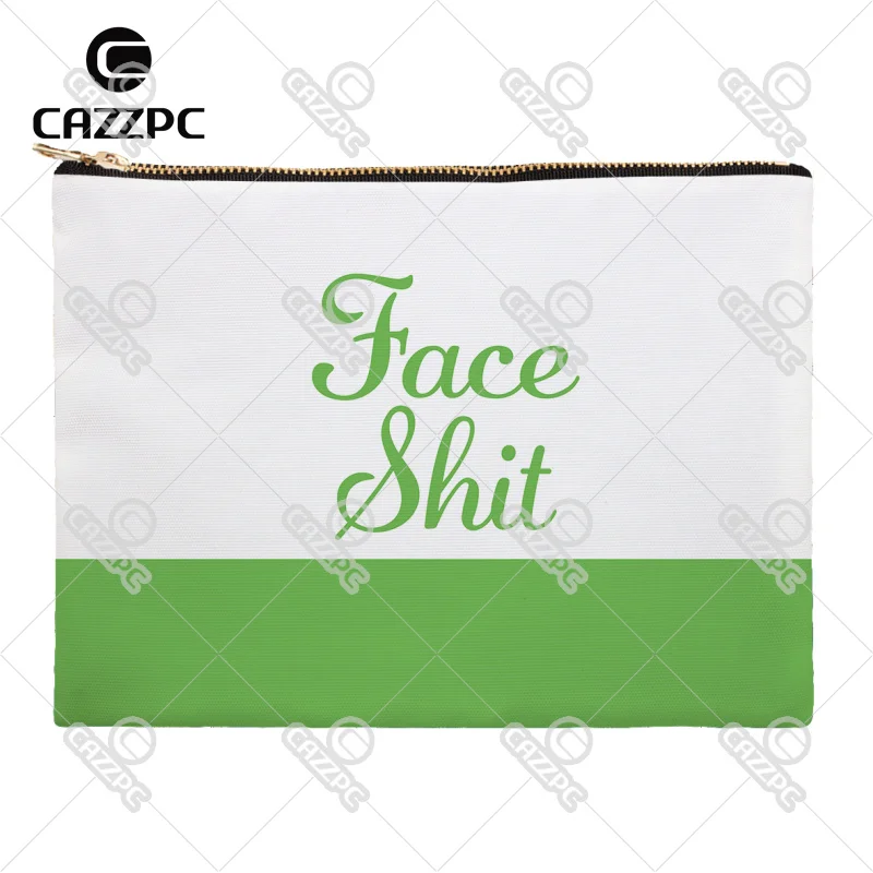 Забавная сумка с надписью для лица черная синяя холщовая принтом косметичка