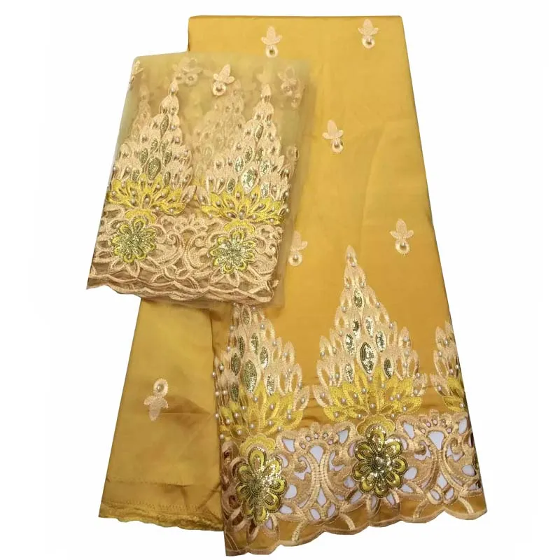 Оптовая продажа 5 ярдов Африканский Джордж кружевная ткань 2016 высокое качество