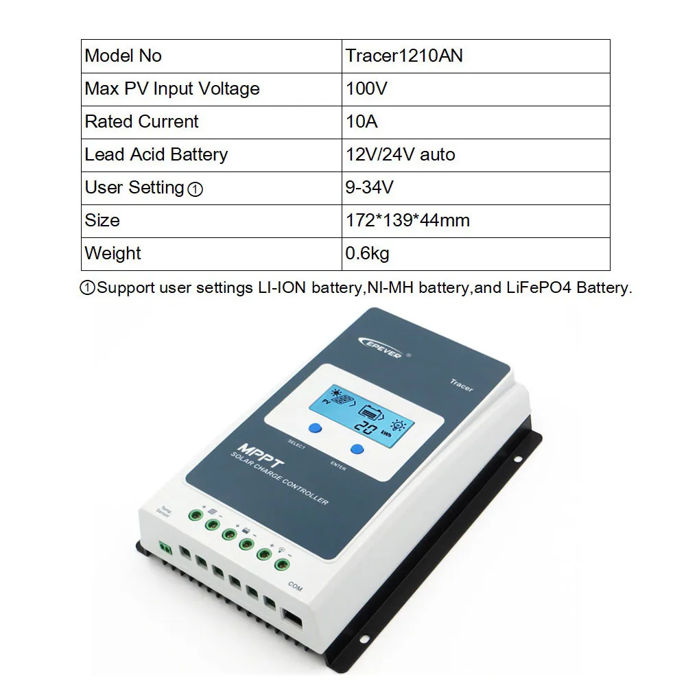 MPPT Солнечный контроллер заряда 10A Tracer 1206AN Tracer 1210AN Контроллер заряда батареи 1206AN 1210A 1210AN Tracer регулятор - Цвет: Tracer1210AN