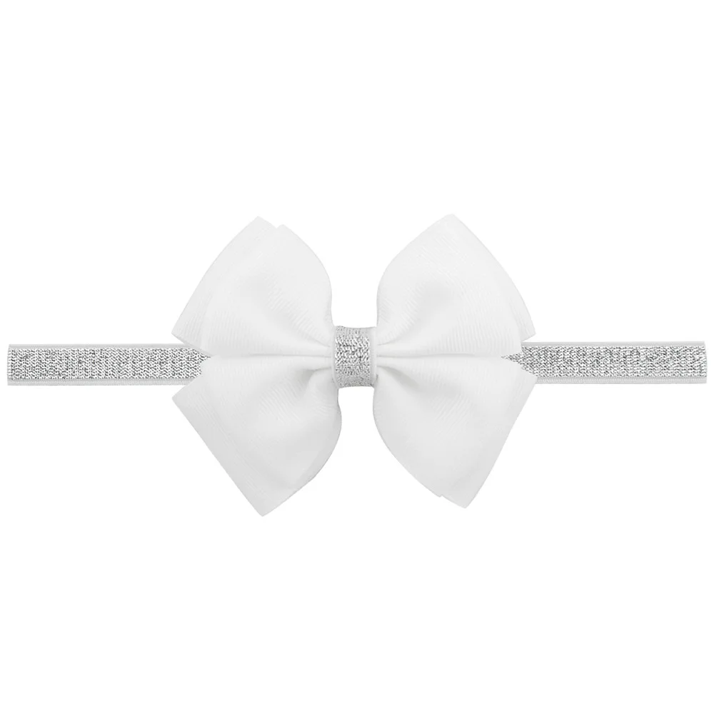 Bow Silver Ribbon Stretchy Newborn Baby Girls Hair Accessories DIY Band Handmade | Детская одежда и обувь
