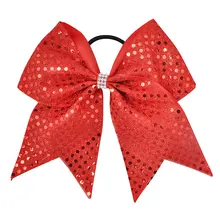 Laço de lantejoulas de 7 polegadas, laço de cabelo para meninas, laço elástico para mulher, faixa de cabelo para líder de torcida, laços para cabelo, elásticos para crianças (4)