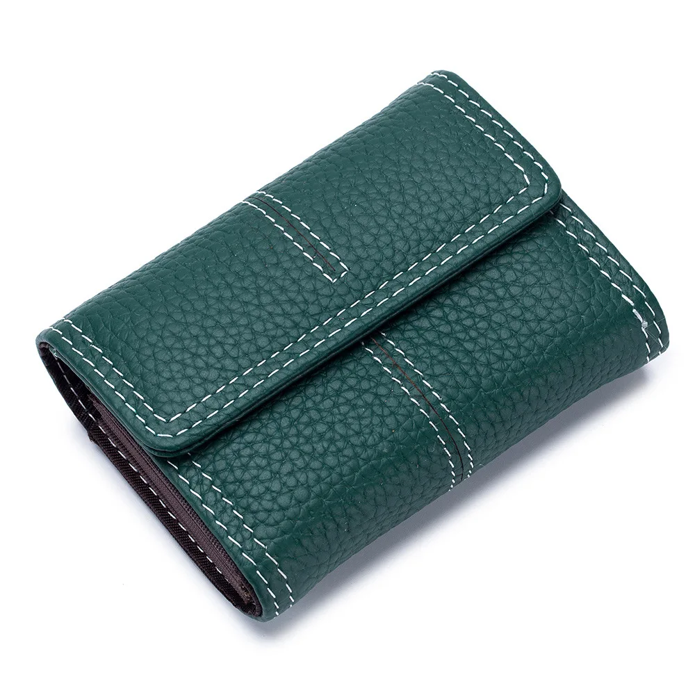 Dark green CICICUFF держатель для карт из натуральной кожи для женщин, кошелек для кредитных карт, футляр для удостоверения личности, Женский держатель для карт, маленькая визитка - Цвет: Dark green