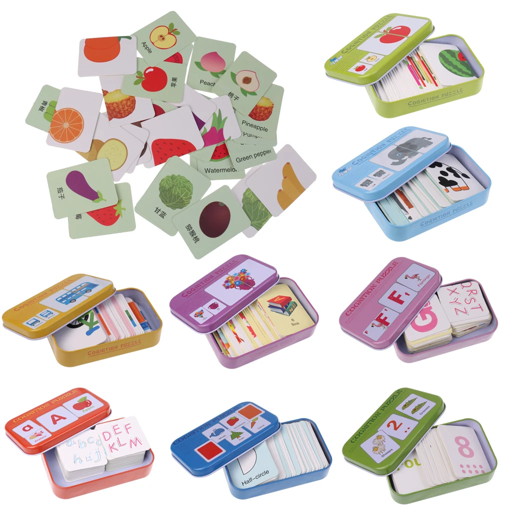

New 56/32 Pieces Letters/Animals/Daily Use/Words/Fruits Puzzle Baby Toys Kids Early Training Cognitive Card Puzzle Baby Toy Gift