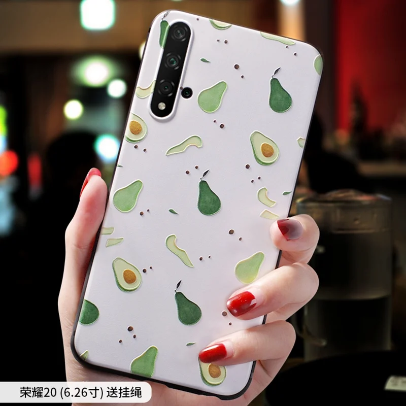 Honor20 мультяшный милый персиковый чехол с тиснением авокадо для huawei HONOR 20 PRO V20 20i Honor