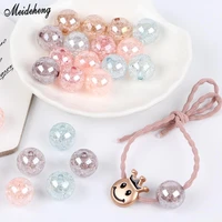 acrylic pearl round beads for fashion jewelry making crack pattern diy hairdress through hole kids hair rope ring accessory