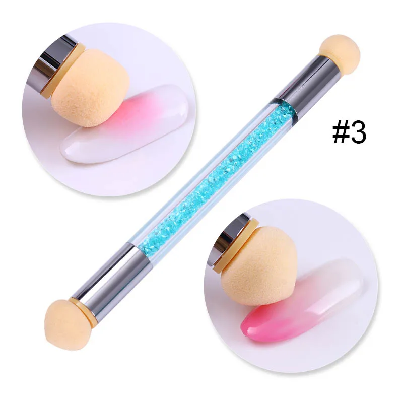 3 1 шт Двухсторонний спонж щетка для ногтей градиентная затеняющая ручка точечная головка Стразы Ручка инструмент для дизайна ногтей Аксессуары для маникюра - Цвет: 3
