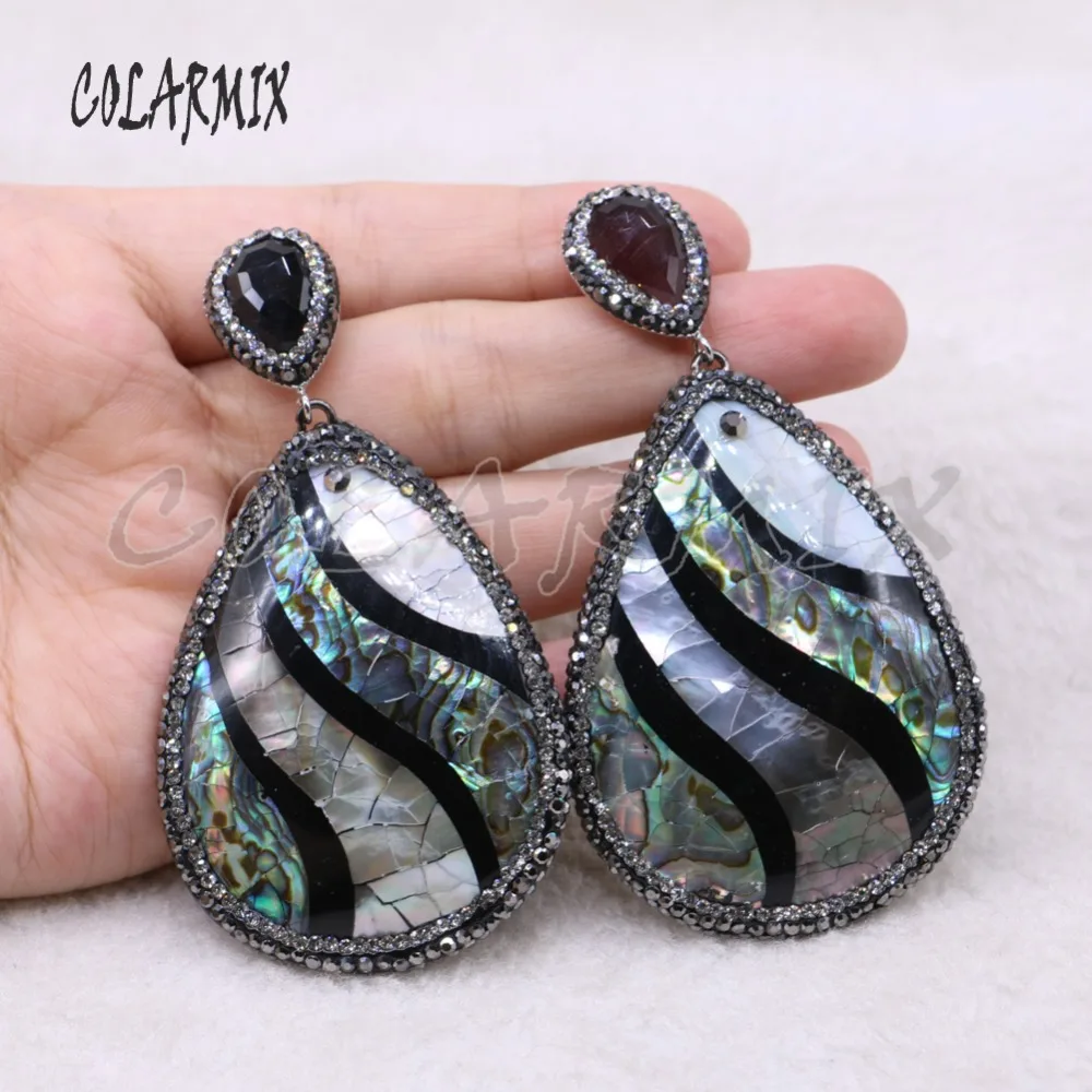 Natural shell stone drop shape earrings abalone fashion jewelry Big gift for lady3880 | Украшения и аксессуары