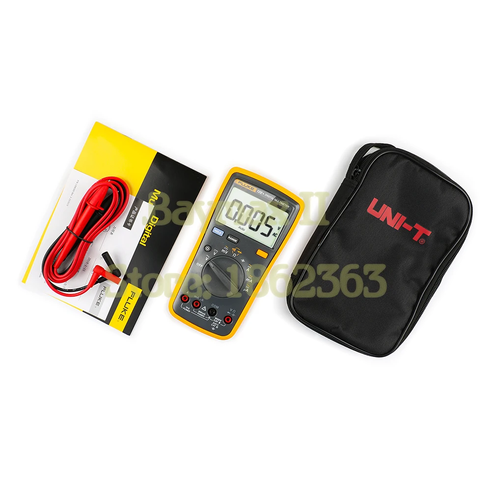 Fluke 12E+ Автоматический диапазон цифровой мультиметр AC/DC тестер напряжения тока с ОМ, емкость, измерение сопротивления и сумка для переноски