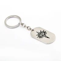 12pcslot nier automata keychain dog tag silver key ring holder metal fashion car bag chaveiro key chain pendant game jewelry