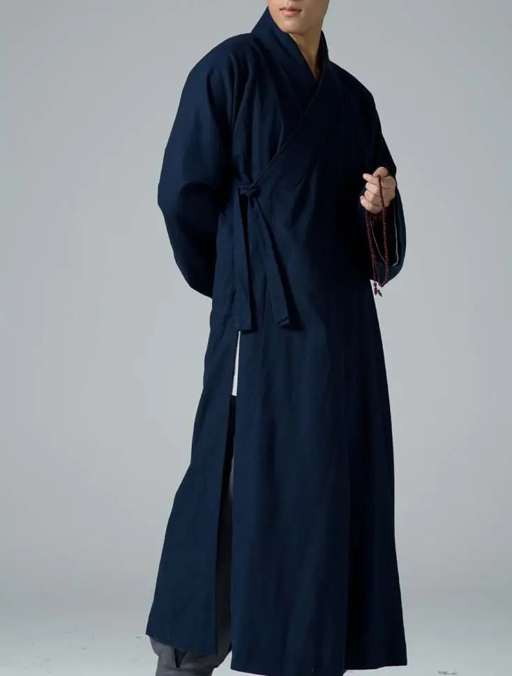 unisex Spring&ampAutumn cotton&amplinen Buddhist monk gown uniforms zen lay taoist robe meditation suits shaolin kung fu suit blue | Спорт и