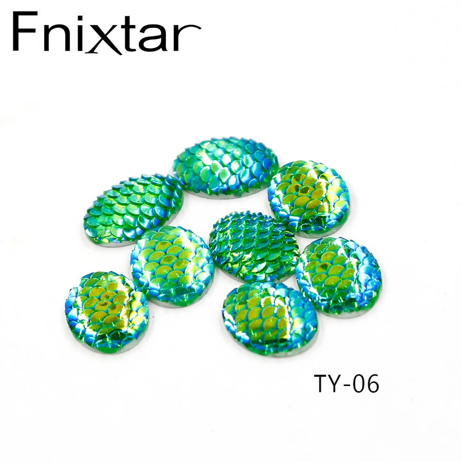 Fnixtar Resin Cabochons Oval Fish Scales Flat Back Cabochon Supplies for Jewelry Finding Fit 18x13mm Setting Base 20Piece/lot | Украшения и
