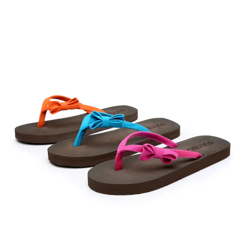 Fashion Woman 1.6cm Casual Outside Flip Flops With Butterfly Knot Summer Style Beach Leisure PVC High Quality Female Sandals | Обувь