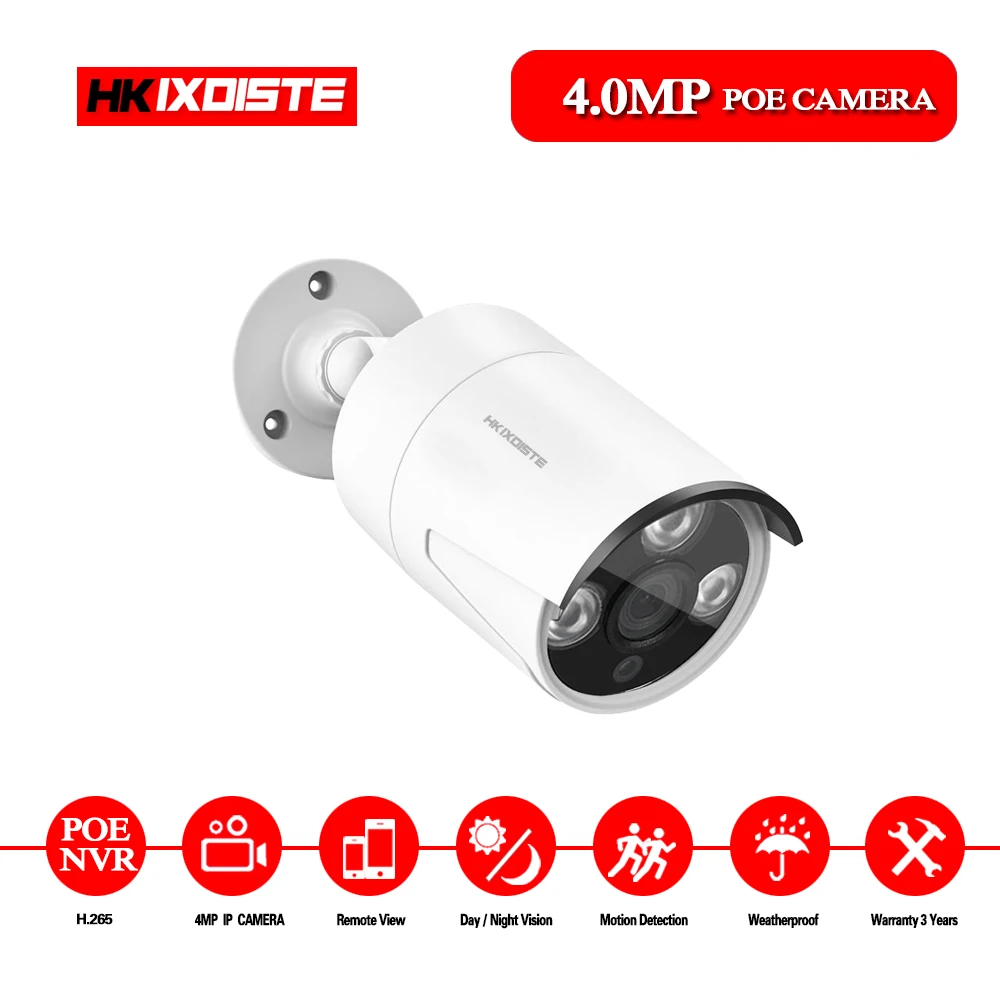 PoE IP камера 4MP наружная аудио ночное видение Удаленный просмотр P2P Bullet