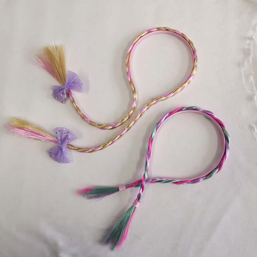 Rapunzel Princess Tangled long wig cosplay Animation for kids Cosplay Weaving Braid Headband Hair | Детская одежда и обувь