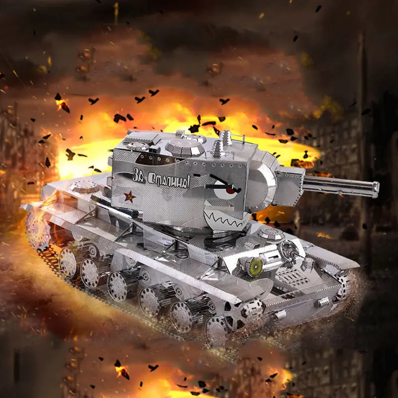 3D металлические пазлы модели советских KV2 супер танк DIY лазерная резка собрать