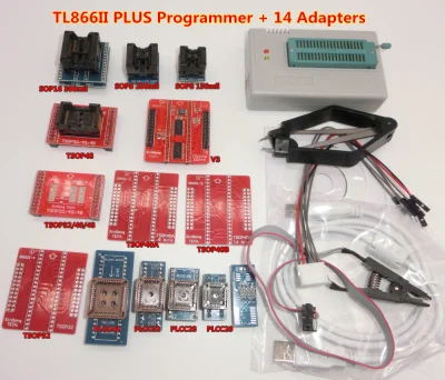 V8.33 TL866II плюс универсальный Minipro программатор+ 26 адаптеров+ тестовый зажим TL866 PIC биос высокоскоростной программатор - Цвет: TL866II 14 ADAPTER