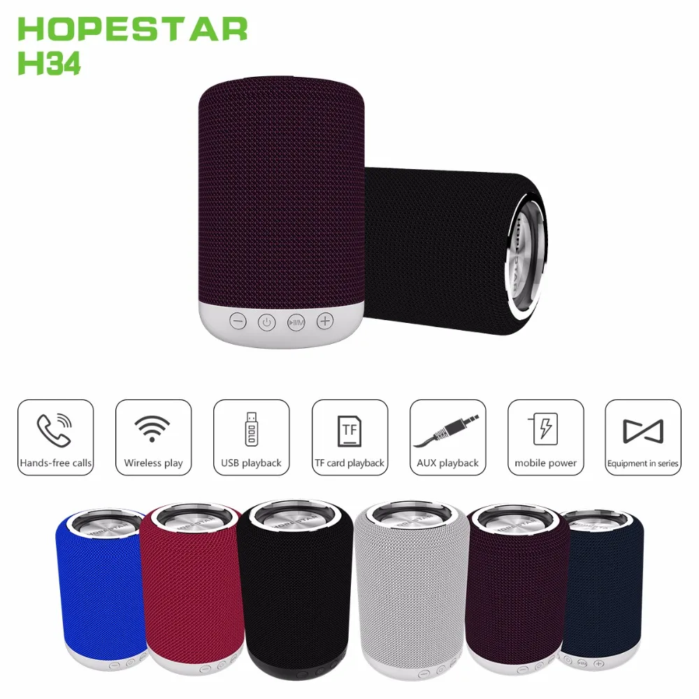 HOPESTAR H34 Мини Bluetooth динамик Портативный беспроводной водонепроницаемый Handfree громкоговоритель стерео MP3-плеер Поддержка USB TF FM AUX