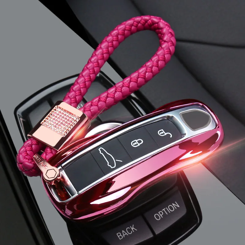 Чехол для ключей автомобиля Porsche Panamera 971 Cayenne Fob держатель умный пульт дистанционного управления с цепочкой для ключей