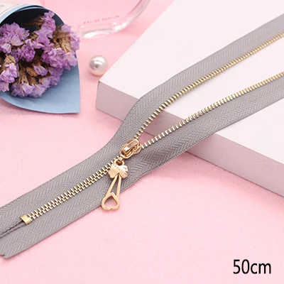 Комплект из 2 предметов Meetee 3# молнии с закрытым концом 35/40/50 см металлическая молния с цветами и жемчугом слайдер многоцветный для Портной Швейные DIY мешок одежды Craft Accessoy - Цвет: gray 50cm