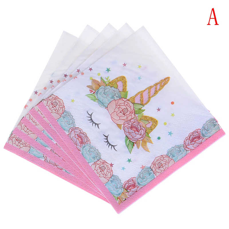 Napkin A 6pcs 1-й День рождения Единорог бумага для головной ленты чашки/тарелки/салфетки украшения на день рождения Дети Детский душ вечерние принадлежности Единорог вечерние наборы - Цвет: Napkin A 6pcs