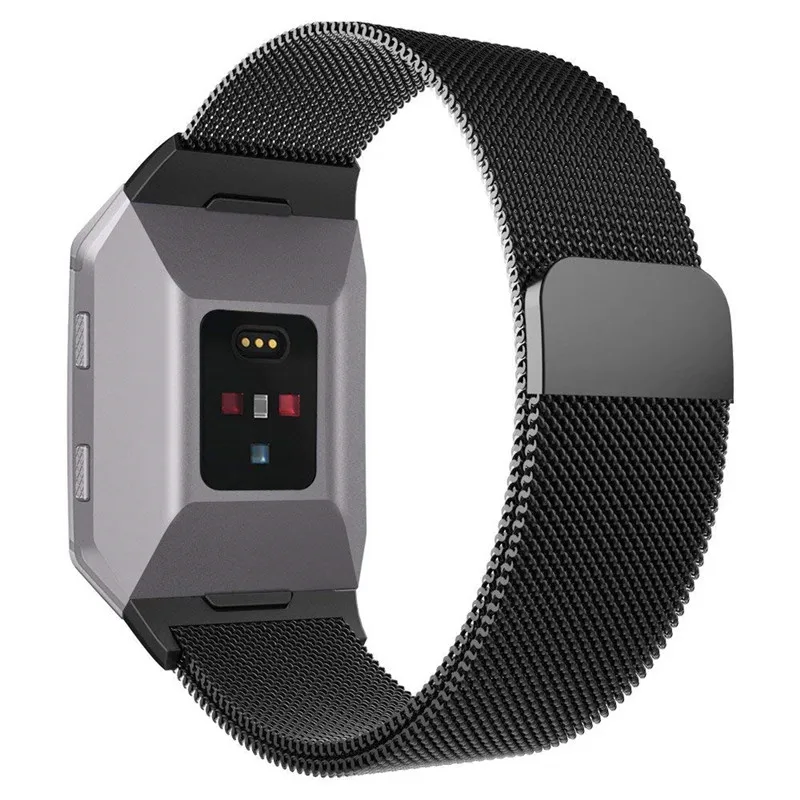 Black GXV Stainless Steel Milanese Magnetic Fitbit Ionic Replacement Sprot Strap Accessories for Ionic Fitbit Smart Watch Women Men - Цвет: Black