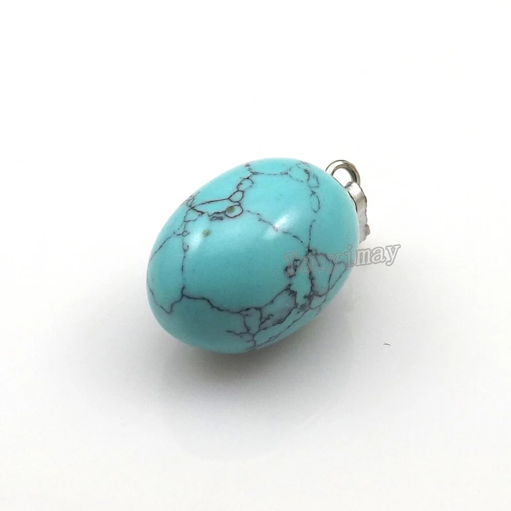 Подвески в форме яйца из полудрагоценного камня для ожерелья DIY 24 шт./лот оптовая