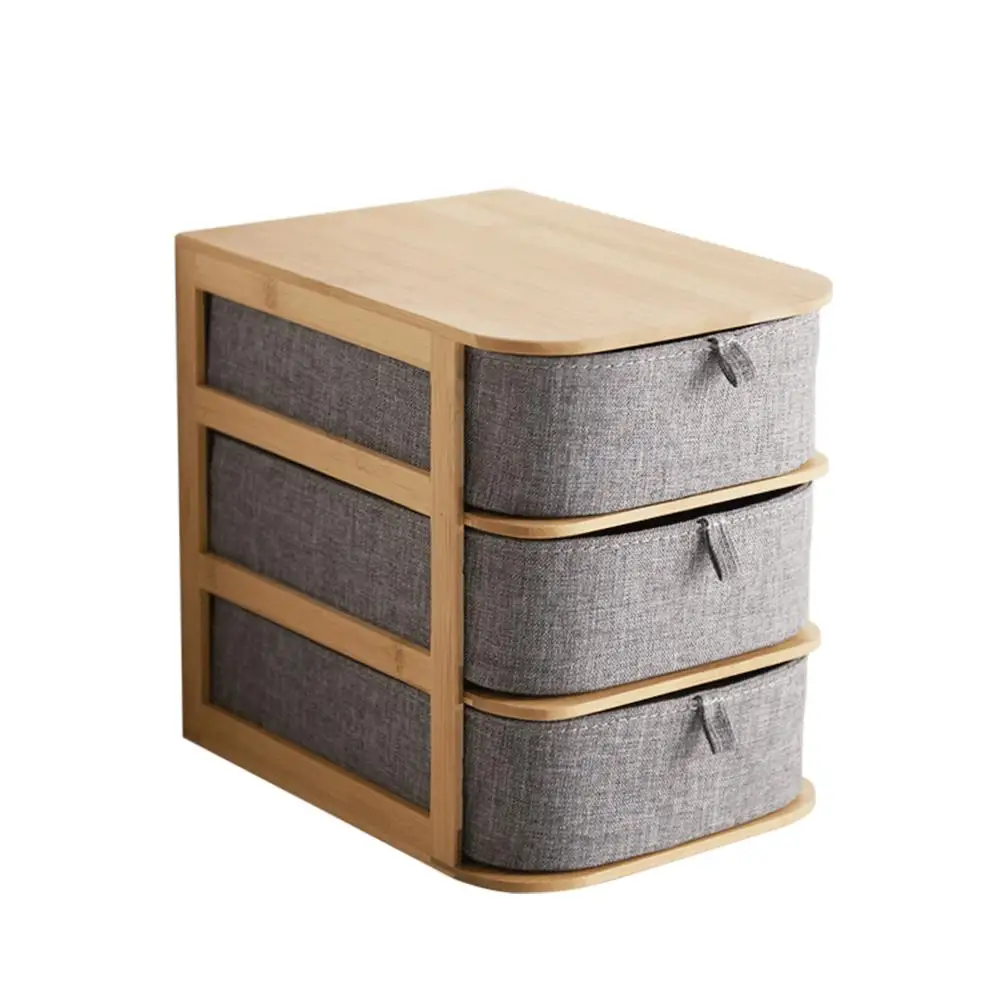 3 layers of 3 drawer Многослойный ящик, бамбуковый деревянный Настольный ящик для хранения, офисный водонепроницаемый ящик для хранения, многослойная структура, для хранения дома - Цвет: 3 layers of 3 drawer