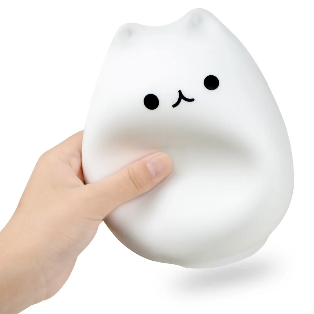 Премиум силиконовый кот животное ночник 7 видов цветов RGB LED Настольная лампа