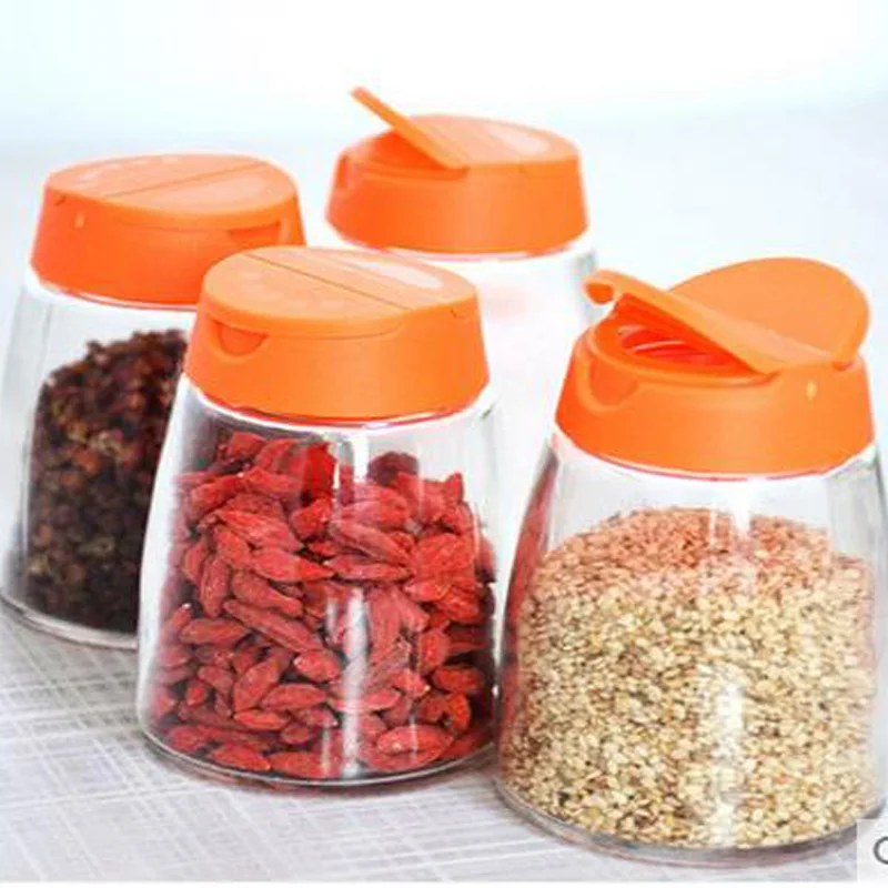 

4pcs Include Glass Spice Jar With Lid Top Quality Multifunction Lid Sets for Spices Glass Bottle with Tap Mason Jar Glass