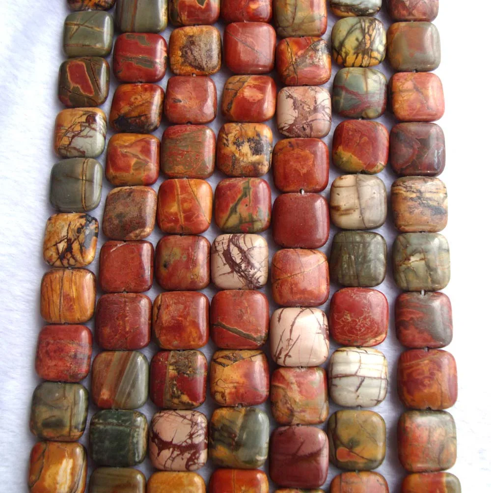 Плоские квадратные бусины Пикассо из яшмы свободные для изготовления ювелирных