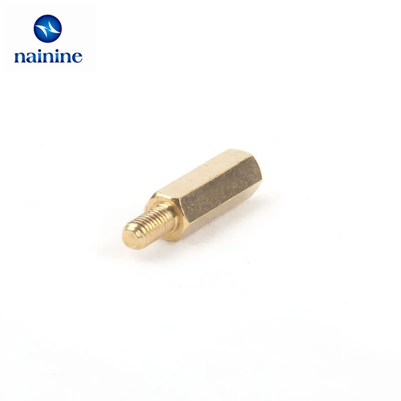 Шурупы-стойки латунные с шестигранной головкой, резьба M2*L+3мм и M2.5/M3*L+6мм, 50 штук, HW040.