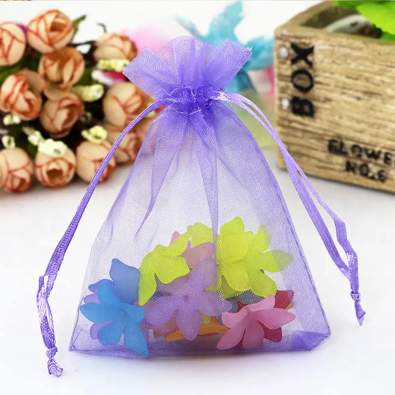 Фиолетовые сумки из органзы на шнурке 11x16 см 100 шт./лот подарочные мешочки для