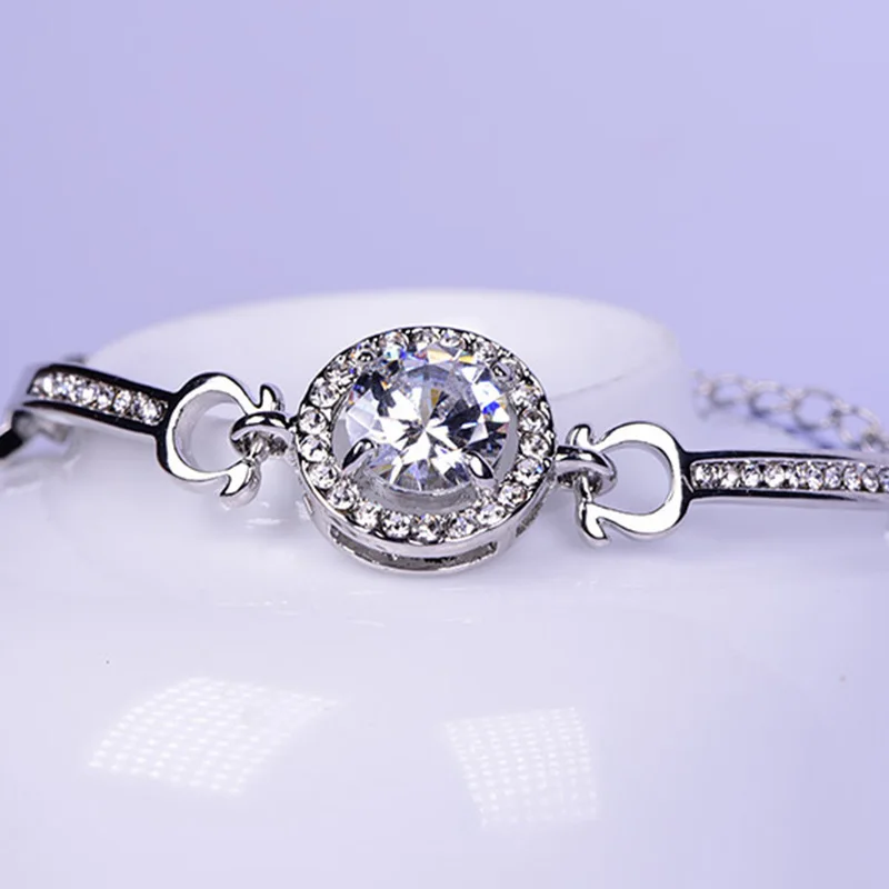 Silver Gold Rose Crystal New 3 Style Round Zircon LinK Bracelets &amp Bangles For Women Jewelry Christmas gift | Украшения и