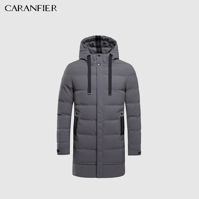 

CARANFIER 2018 Winter Men Long Jacket Parkas Men Warm Casual Parka Coat Medium-Long Water Proof Thickening Hat Jacket Parka Men