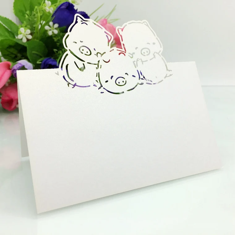 50pcs Laser Cut Cute Pig table name Place Cards Wedding Party Table Decoration wedding decoration favor | Дом и сад