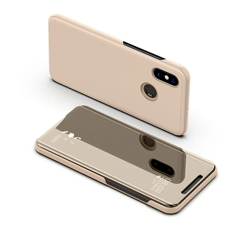 Роскошный кожаный чехол-книжка mi rror для Xiao mi Red mi Note 7 Чехол Xio mi Xao mi Red mi Note 6 5 Pro 6A Y1 lite s2 чехол Red mi go - Цвет: gold
