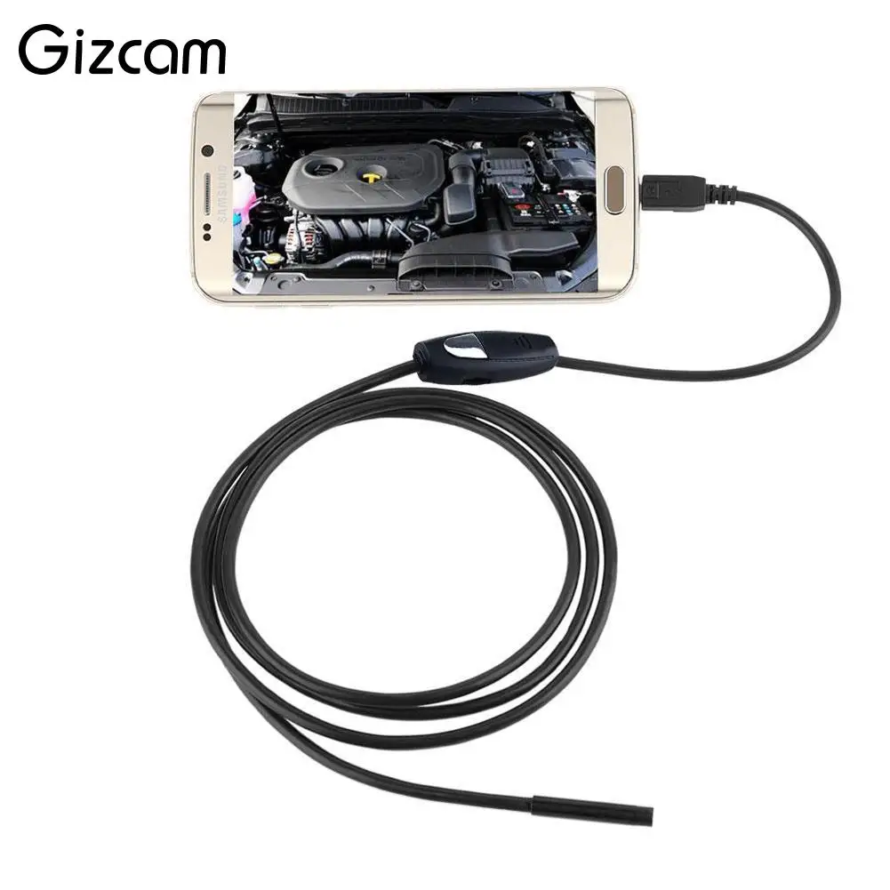 Гибкий кабель Gizcam 1 5 м камера эндоскоп на Android объектив 7 мм 6 светодиодов
