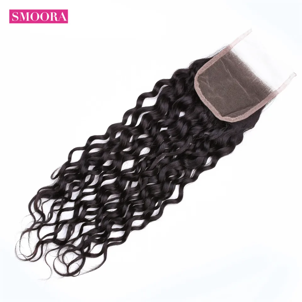 

Water Wave Bundles With Closure Non Remy Human Hair 3 Bundles With Closure 4*4 inch Smoora Malaysian Hair Bundles With Closure